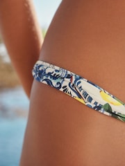 Blue/White Porcelain Sardine Print Tanga Bikini Bottoms - Image 5 of 9