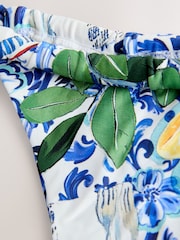 Blue/White Porcelain Sardine Print Tanga Bikini Bottoms - Image 8 of 9