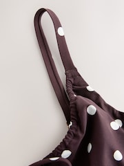 Chocolate Brown/Cream Spot DD+ Wired Non Padded Bikini Top - Image 2 of 4