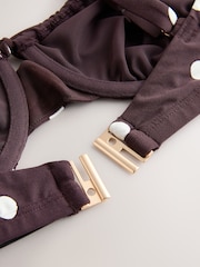 Chocolate Brown/Cream Spot DD+ Wired Non Padded Bikini Top - Image 3 of 4