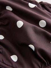 Chocolate Brown/Cream Spot DD+ Wired Non Padded Bikini Top - Image 4 of 4