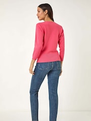 Roman Pink Embellished Short Sleeve Jumper - Image 3 of 5