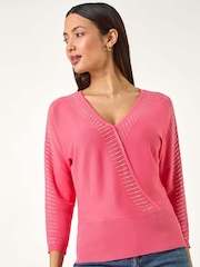 Roman Pink Embellished Short Sleeve Jumper - Image 4 of 5