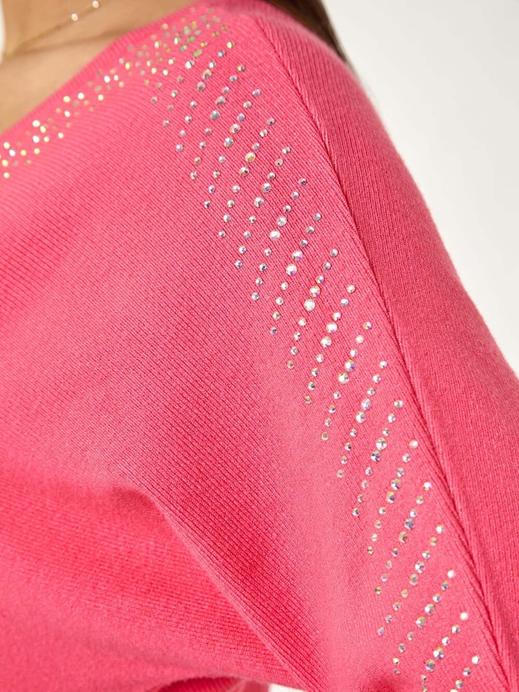 Roman Pink Embellished Short Sleeve Jumper - Image 5 of 5