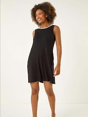 Roman Black Trim A-Line Stretch Dress - Image 2 of 5