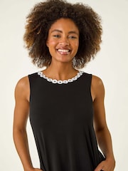 Roman Black Trim A-Line Stretch Dress - Image 4 of 5