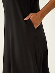 Roman Black Trim A-Line Stretch Dress - Image 5 of 5