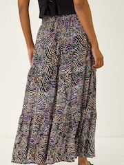 Roman Black Abstract Contrast Print Maxi Skirt - Image 3 of 5