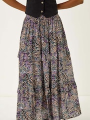 Roman Black Abstract Contrast Print Maxi Skirt - Image 4 of 5