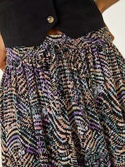 Roman Black Abstract Contrast Print Maxi Skirt - Image 5 of 5