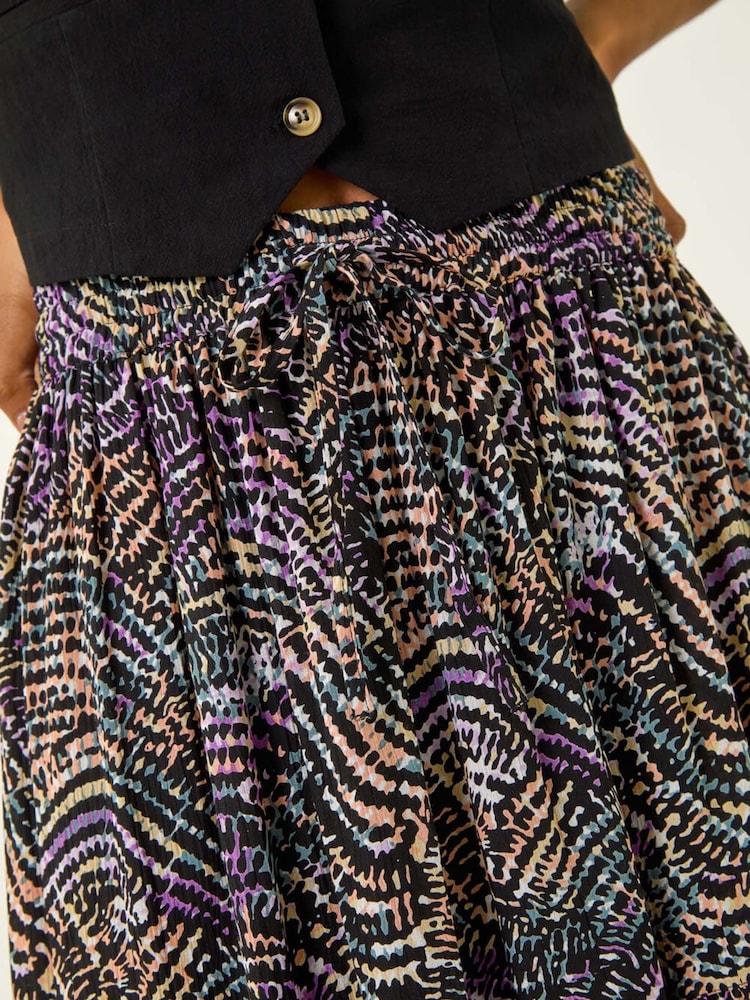 Roman Black Abstract Contrast Print Maxi Skirt - Image 5 of 5