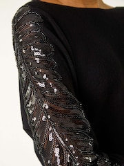 Roman Black Embellished Sleeve Knit Jumper - Image 5 of 5