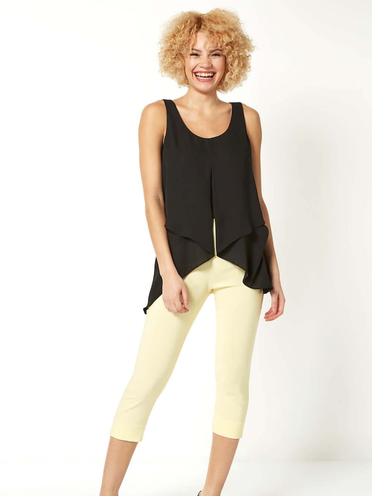 Roman Black Asymmetric Sleeveless Vest Blouse - Image 1 of 3