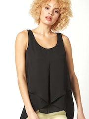 Roman Black Asymmetric Sleeveless Vest Blouse - Image 3 of 3