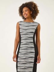 Roman Black Lined Contrast Shift Dress - Image 2 of 5