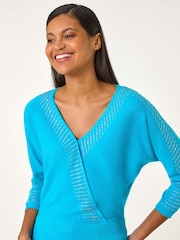 Azul - Roman Embellished Short Sleeve Jumper - Imagem 1 de 5