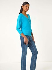 Azul - Roman Embellished Short Sleeve Jumper - Imagem 2 de 5