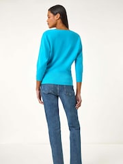 Azul - Roman Embellished Short Sleeve Jumper - Imagem 3 de 5