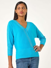 Azul - Roman Embellished Short Sleeve Jumper - Imagem 4 de 5