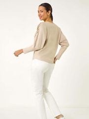 Roman Cream Sequin Drop Knit Jumper - Image 3 of 5