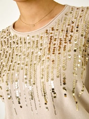 Roman Cream Sequin Drop Knit Jumper - Image 5 of 5