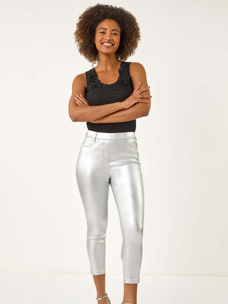 Metalizado - Roman Coated Crop Denim Leggings - Imagen 2 de 5