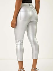 Metalizado - Roman Coated Crop Denim Leggings - Imagen 3 de 5