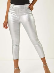 Metalizado - Roman Coated Crop Denim Leggings - Imagen 4 de 5