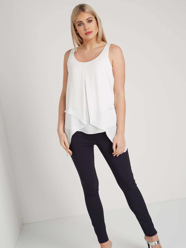Blanco - Roman Asymmetric Sleeveless Vest Blouse - Imagen 1 de 4