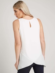 Blanco - Roman Asymmetric Sleeveless Vest Blouse - Imagen 2 de 4