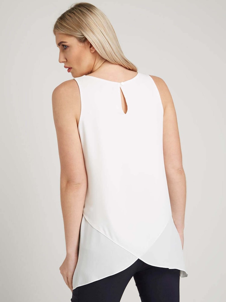 Blanco - Roman Asymmetric Sleeveless Vest Blouse - Imagen 2 de 4