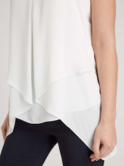Blanco - Roman Asymmetric Sleeveless Vest Blouse - Imagen 4 de 4