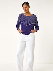 Roman Blue Sunray Shimmer Knit Jumper - Image 1 of 5