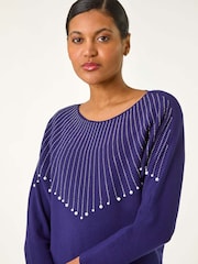 Roman Blue Sunray Shimmer Knit Jumper - Image 3 of 5