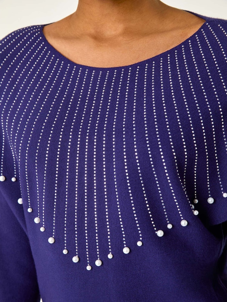 Roman Blue Sunray Shimmer Knit Jumper - Image 5 of 5