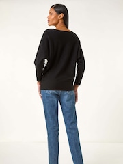 Roman Black Floral Print Embroidery Knit Jumper - Image 3 of 5