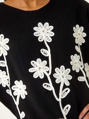 Roman Black Floral Print Embroidery Knit Jumper - Image 5 of 5