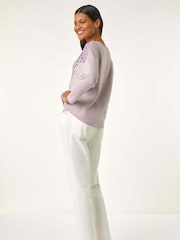 Roman Purple Sequin Drop Knit Jumper - Image 3 of 5