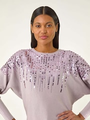 Roman Purple Sequin Drop Knit Jumper - Image 4 of 5