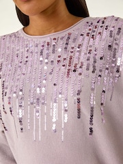 Roman Purple Sequin Drop Knit Jumper - Image 5 of 5