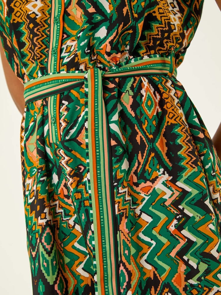 Roman Green Zig Zag Print Full Length Jumpsuit - Image 5 of 5
