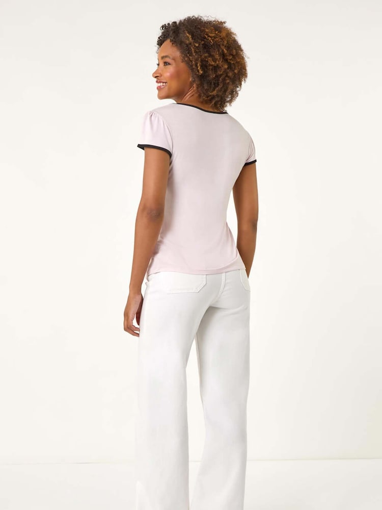 Roman Pink Dark Bow Front Stretch T-Shirt - Image 2 of 5