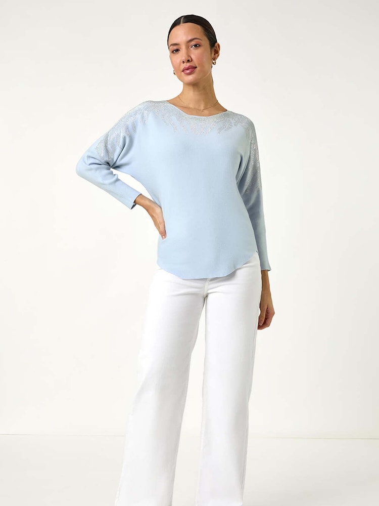Azul - Roman Embellished Neck Knit Jumper - Imagem 2 de 5