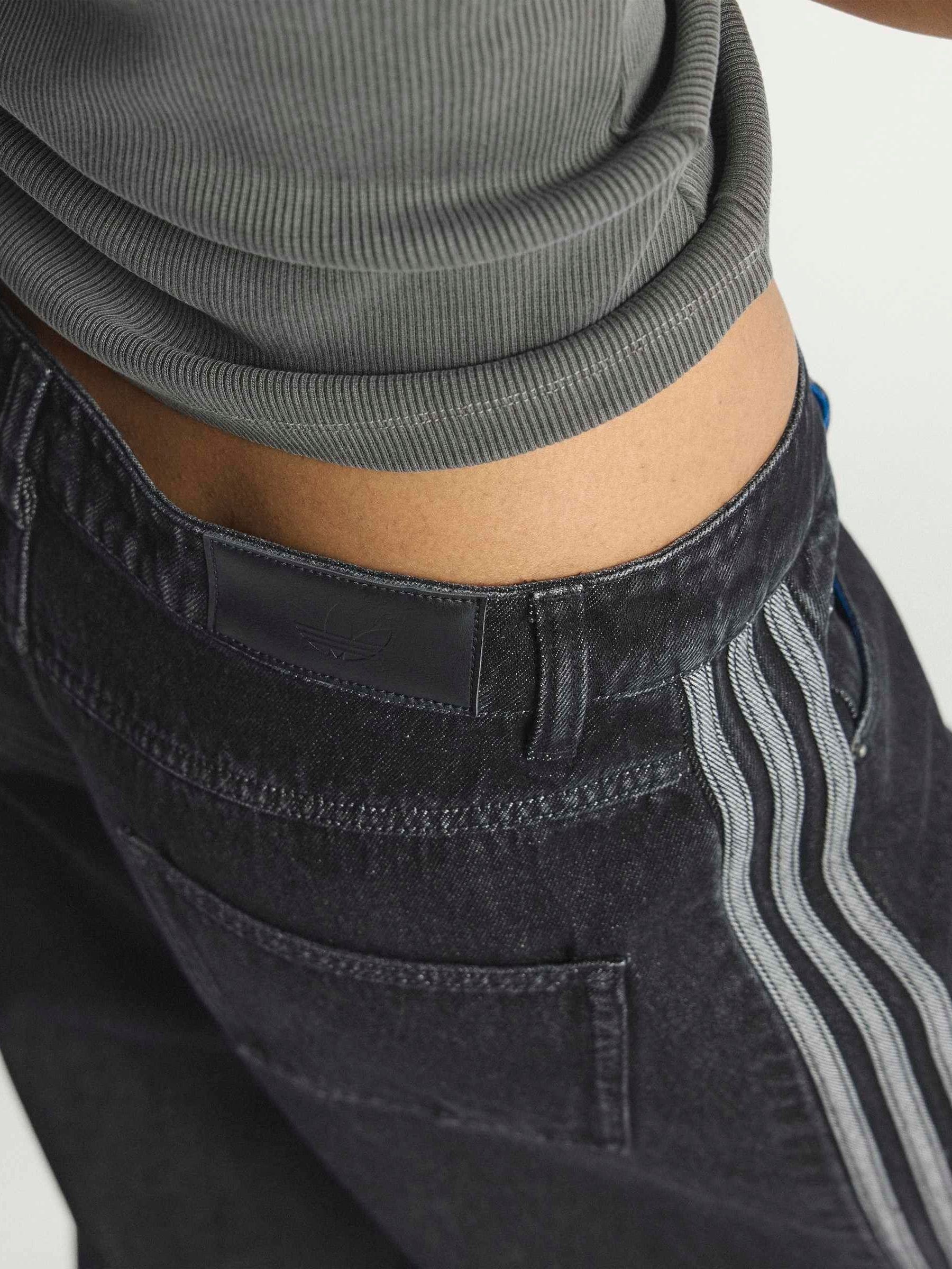 Buy adidas Originals Black Denim Firebird Loose Track Pant