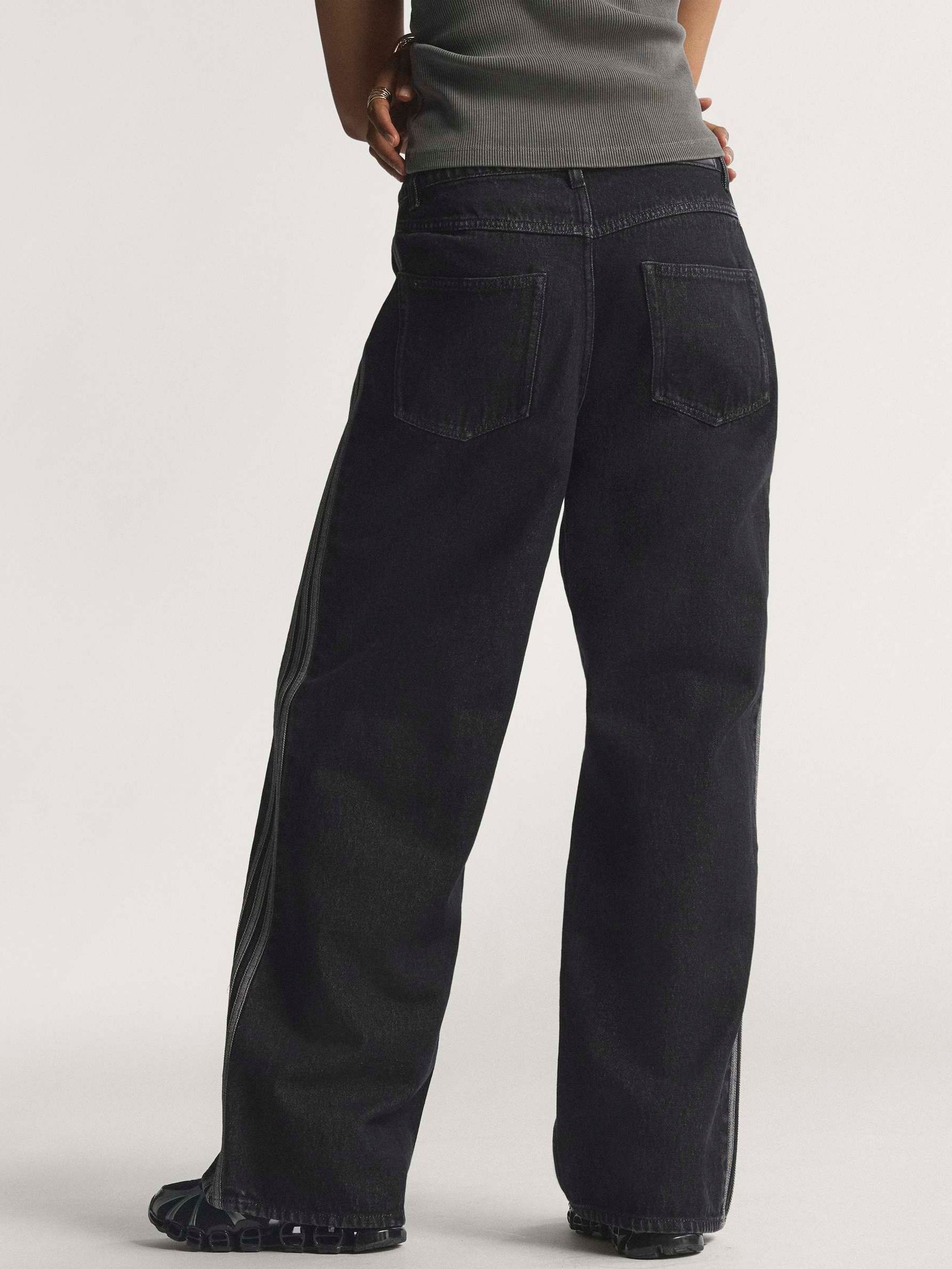 Buy adidas Originals Black Denim Firebird Loose Track Pant