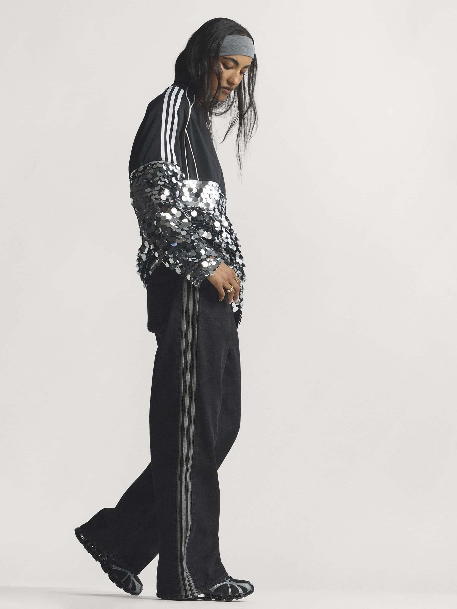 Buy adidas Originals Black Denim Firebird Loose Track Pant