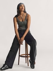 adidas Originals Black Denim Firebird Loose Track Pant Trousers - Image 6 of 12