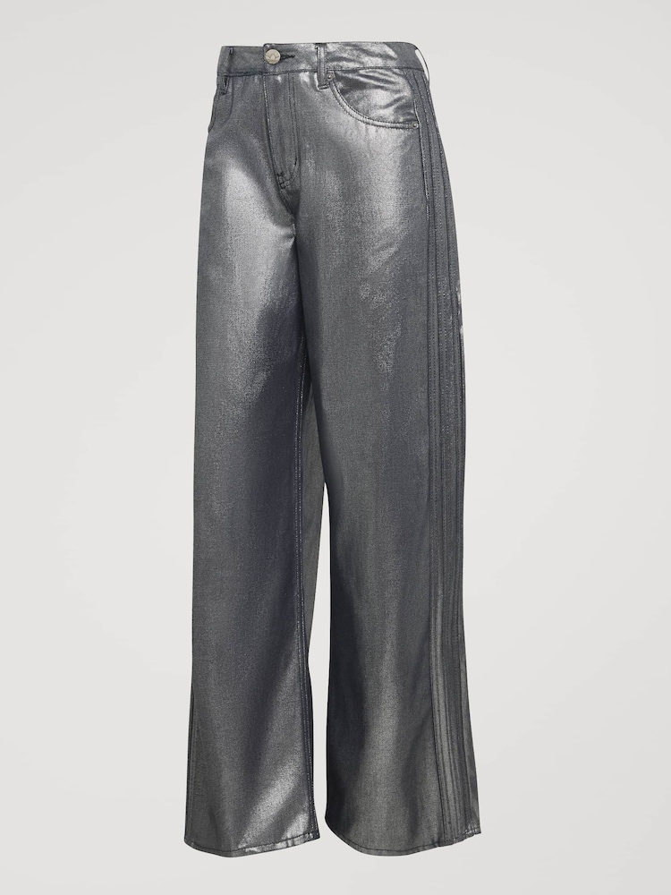 adidas originals Metallic Loose Fit Denim Jeans - Imaginea 12 din 12