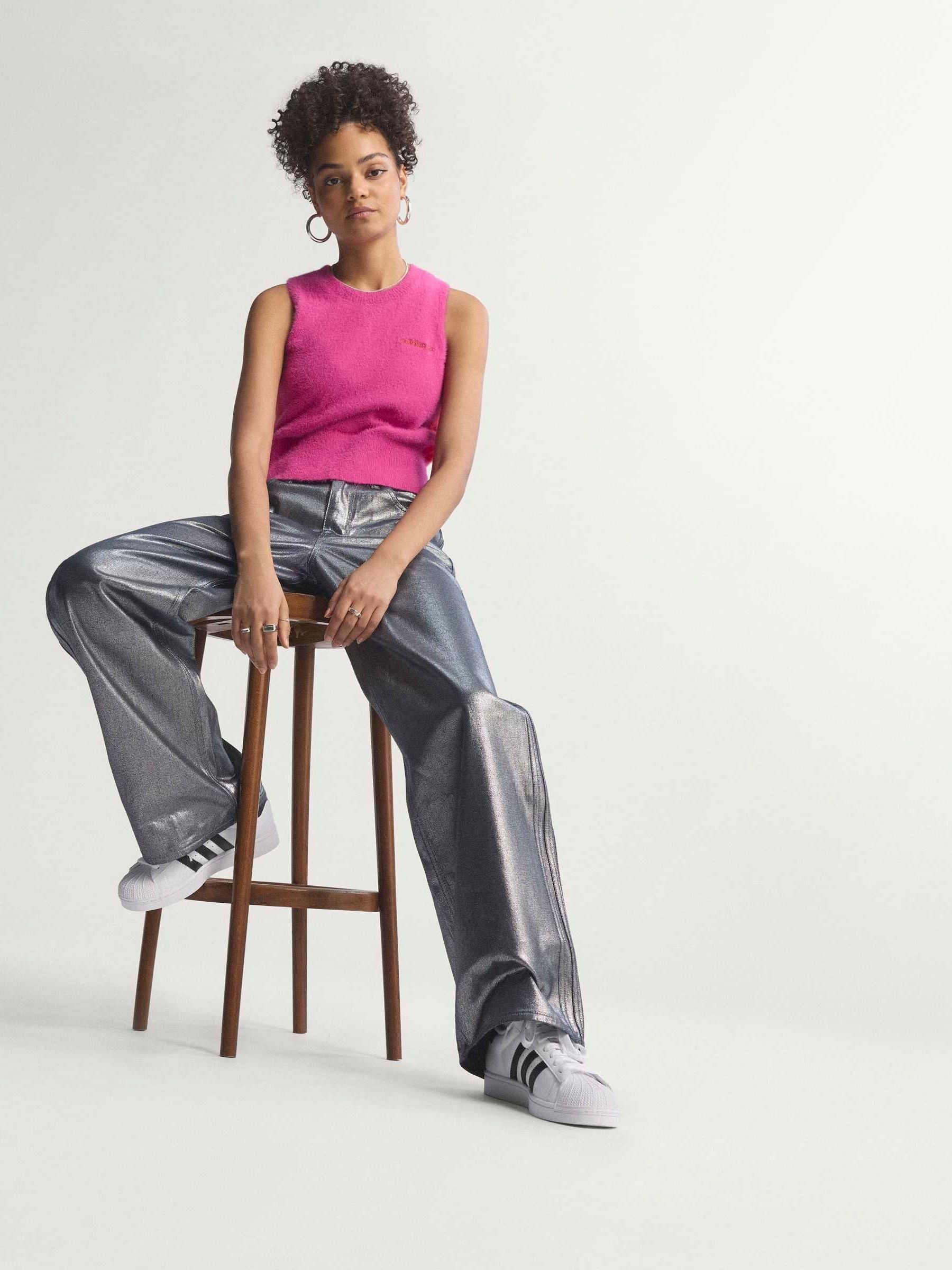 A.D.S.R. JEAN 04 (COLOR: Silver） Buy adidas originals Silver Metallic Loose Fit Denim Jeans from