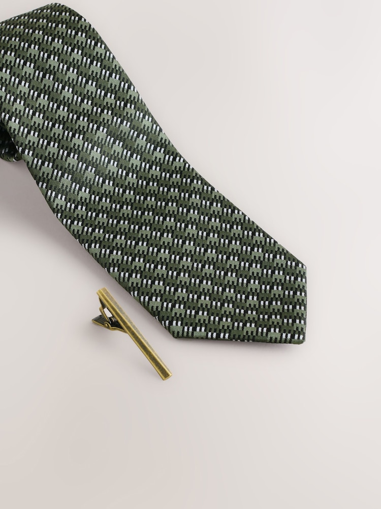 Green and White Pattern Tie - Image 5 of 5